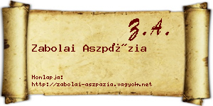 Zabolai Aszpázia névjegykártya